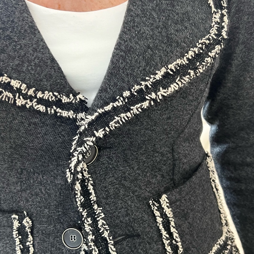 Mystree Knit Jacket With Fringe Size Small - image 3